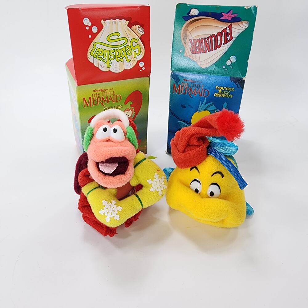 Disney McDonalds Flounder & Sebastian Plush Ornaments